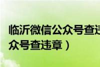 临沂微信公众号查违章怎么查询（临沂微信公众号查违章）