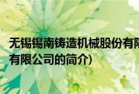 无锡锡南铸造机械股份有限公司(关于无锡锡南铸造机械股份有限公司的简介)