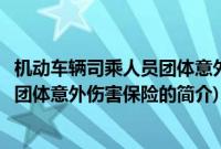 机动车辆司乘人员团体意外伤害保险(关于机动车辆司乘人员团体意外伤害保险的简介)