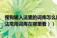 搜狗输入法里的词库怎么用（搜狗词库怎么使用（搜狗输入法常用词库在哪里看））