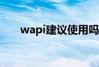 wapi建议使用吗（wapi建议打开吗）