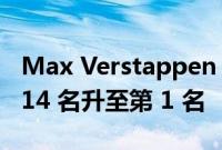 Max Verstappen 赢得比利时大奖赛后从第 14 名升至第 1 名