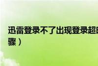 迅雷登录不了出现登录超时怎么办（迅雷登录超时的解决步骤）