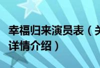 幸福归来演员表（关于幸福归来演员表的基本详情介绍）