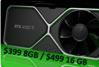 据传 NVIDIA GeForce RTX 4060 Ti 8 GB 售价与 3060 Ti 相同