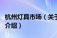 杭州灯具市场（关于杭州灯具市场的基本详情介绍）