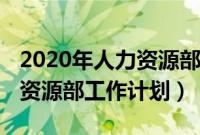 2020年人力资源部门总结计划（2020年人力资源部工作计划）