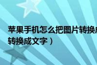 苹果手机怎么把图片转换成文字表格（苹果手机怎么把图片转换成文字）