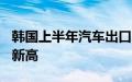 韩国上半年汽车出口额达370亿美元，创历史新高