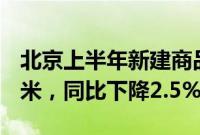 北京上半年新建商品房销售面积509.9万平方米，同比下降2.5%