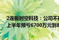 2连板时空科技：公司不存在应披露而未披露的重大信息，上半年预亏6700万元到8200万元