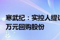 寒武纪：实控人提议公司以2000万元至4000万元回购股份