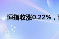 恒指收涨0.22%，恒生科技指数跌0.76%