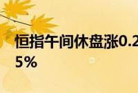 恒指午间休盘涨0.21%，恒生科技指数跌0.65%