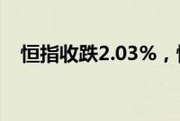 恒指收跌2.03%，恒生科技指数跌2.12%