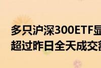 多只沪深300ETF显著放量，目前成交金额已超过昨日全天成交额