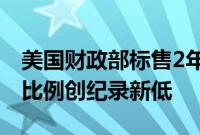 美国财政部标售2年期国债，一级交易商获配比例创纪录新低