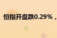 恒指开盘跌0.29%，恒生科技指数跌0.84%