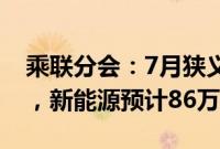 乘联分会：7月狭义乘用车零售预计173万辆，新能源预计86万辆