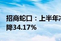 招商蛇口：上半年净利润14.17亿元，同比下降34.17%