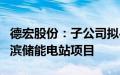 德宏股份：子公司拟4238.46万元投资建设旗滨储能电站项目