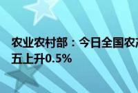 农业农村部：今日全国农产品批发市场猪肉平均价格比上周五上升0.5%