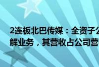 2连板北巴传媒：全资子公司天交公司经营范围包括汽车拆解业务，其营收占公司营收比例较小