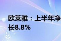 欧莱雅：上半年净利润36.5亿欧元，同比增长8.8%