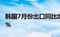 韩国7月份出口同比增长13.9%，预估为18.4%