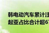 韩电动汽车累计注册登记量破60万，现代、起亚占比合计超67%