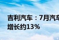 吉利汽车：7月汽车销量为150782辆，同比增长约13%