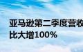 亚马逊第二季度营收1480亿美元，净利润同比大增100%