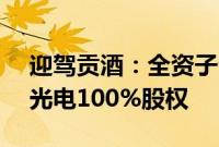 迎驾贡酒：全资子公司拟1.26亿元收购物宝光电100%股权