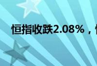 恒指收跌2.08%，恒生科技指数跌2.62%