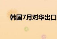 韩国7月对华出口复苏 同比增长14.9%