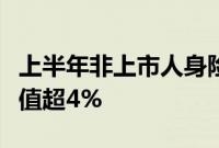 上半年非上市人身险公司综合投资收益率平均值超4%