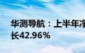 华测导航：上半年净利润2.51亿元，同比增长42.96%