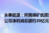 永泰能源：所属煤矿优质焦煤资源扩增取得进展，预计增加公司净利润总额约30亿元