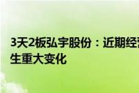 3天2板弘宇股份：近期经营情况正常，内外部经营环境未发生重大变化