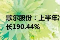 歌尔股份：上半年净利润12.25亿元，同比增长190.44%