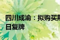 四川成渝：拟购买荆宜公司85%股权，8月15日复牌