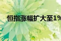 恒指涨幅扩大至1%，恒生科技指数涨2%