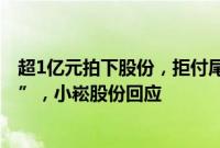 超1亿元拍下股份，拒付尾款，买家1014万保证金“打水漂”，小崧股份回应