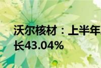 沃尔核材：上半年净利润4.19亿元，同比增长43.04%