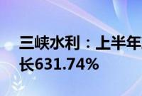 三峡水利：上半年净利润2.29亿元，同比增长631.74%