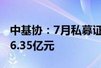 中基协：7月私募证券投资基金新备案规模156.35亿元