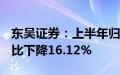 东吴证券：上半年归母净利润11.65亿元，同比下降16.12%