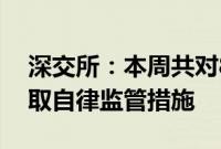 深交所：本周共对84起证券异常交易行为采取自律监管措施