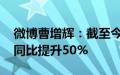 微博曹增辉：截至今年6月，全平台金V规模同比提升50%