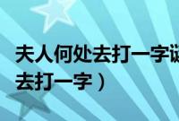 夫人何处去打一字谜底是什么视频（夫人何处去打一字）